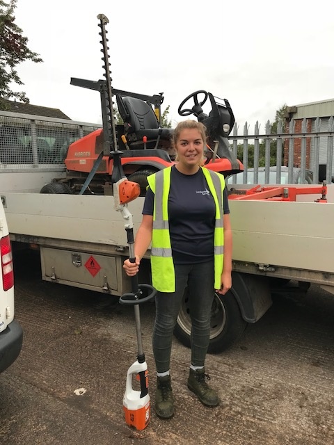 Joanna With Electric Hedgecutter